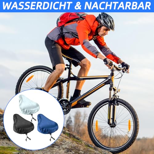 Notoke 3 Stück Fahrradsattel Regenschutz, Sattelschutz Wasserdicht Fahrrad, Elastische Sattelbezug Schutzhülle für Meisten Fahrräder wie Rennrad, Mountainbike und Trekkingrad, Leicht & Langlebig