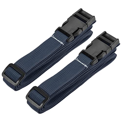 Image of MECCANIXITY Utility Strap with Buckle 1x98 Inch Polyester Quick Release Adjustable Belt for Travel Outdoor Bag Luggage Packing (Navy Blue, Pack of 2)