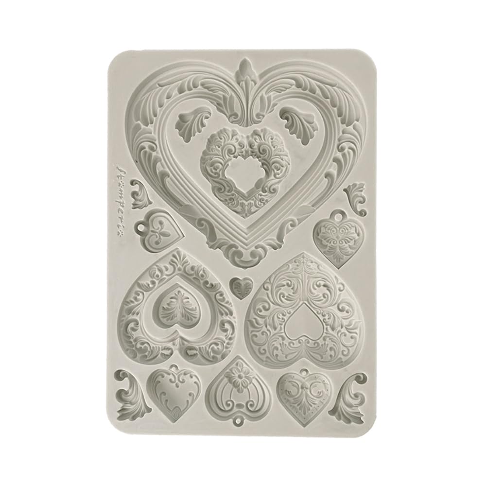 Stamperia - Silicone Mould A5 for Scrapbooking, Bullet Journals and More, Non-Stick, Suitable for Air-Dry Clay, Resin and More, Perfect for Crafts and Gifting (Favourites Refresh, Hearts)