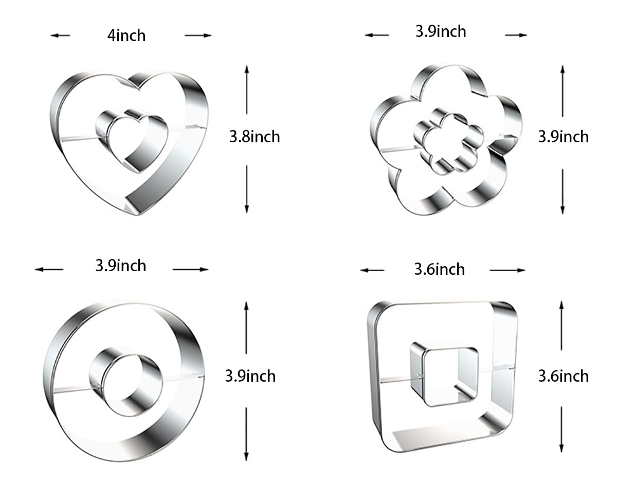 Juego de 4 cortadores de galletas de donut