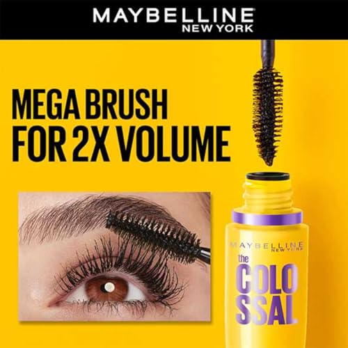 Maybelline New York Volume Express Colossal Mascara, Volumizing & Lengthening, Washable, Black, 10.7ml - Image 2
