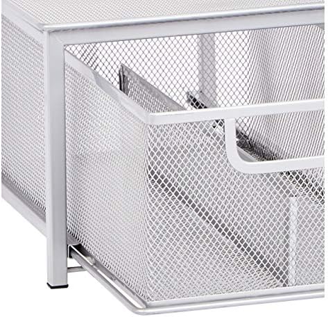 Amazon Basics Mesh Sliding Basket Organizer, Silver