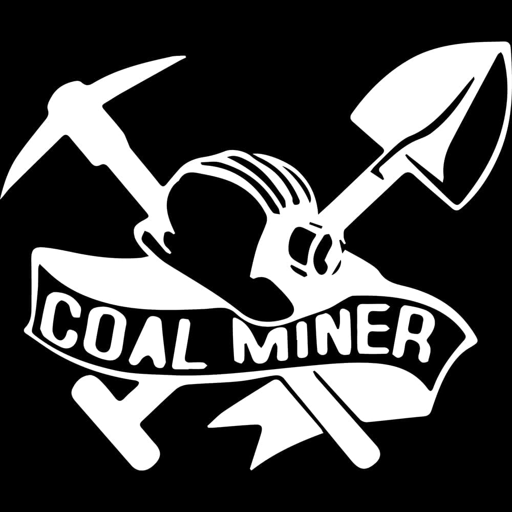 Decal Stickers of Coal Miner Banner (White) (Set of 2