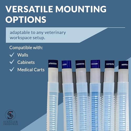 Image of S I Veterinary F Circuit Wall Rack - Holds 5 F Breathing Circuits, Vertical Storage & Drying, Damage-Free 3M Command Strip Install, For Veterinary Use Only (Silver)