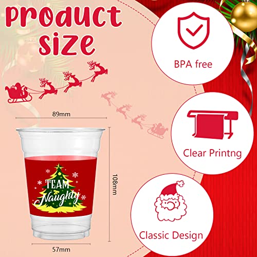 50 Pcs Christmas Party Cups 12 Oz Disposable Xmas Plastic Cups Clear Christmas Coffee Cups Christmas Party Supplies For Merry Christmas Beer Ice Cream Party Decorations (Team) #TOP1