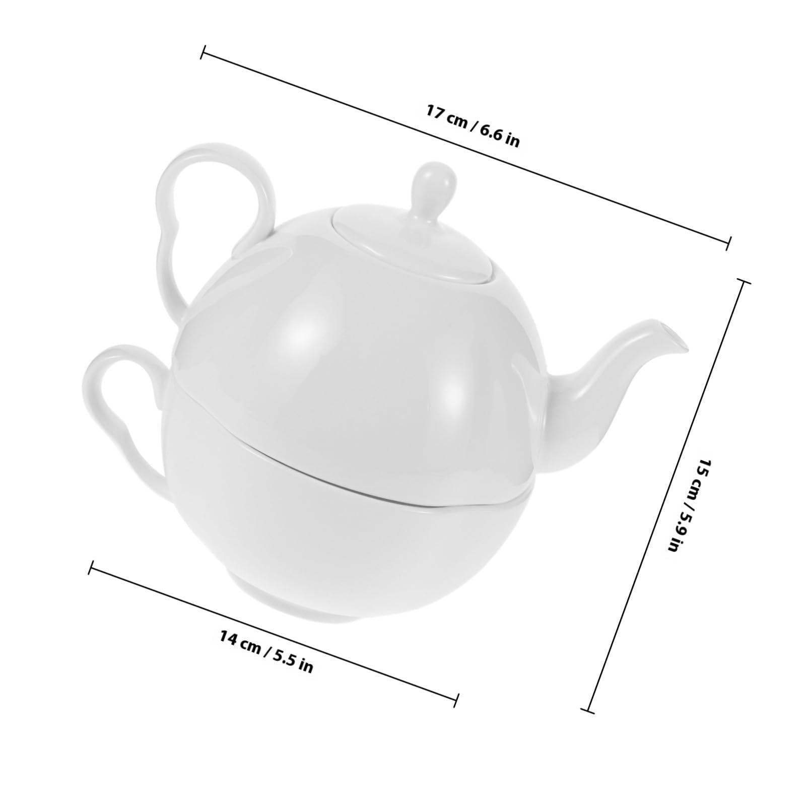 Set tè in Porcellana Fine Bianca da 620ml con Teiera Resistente al Calore e Tazza Elegante per Pomeriggi di tè Raffinati