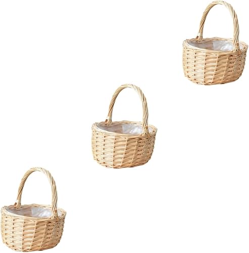 NOLITOY Cesta de huevos portátil, cesta de huevos de ratán, cesta de almacenamiento de frutas, cesta de picnic para 2 cestas de juegos de Pascua,