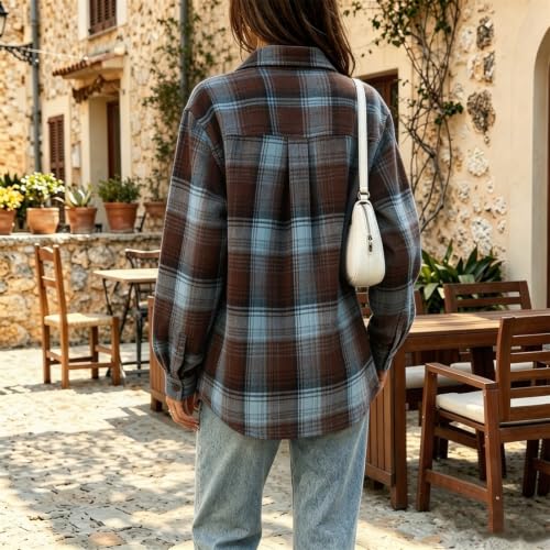 Plaid Shirts for Women Gingham Button Down Casual Lightweight Tops - image 6