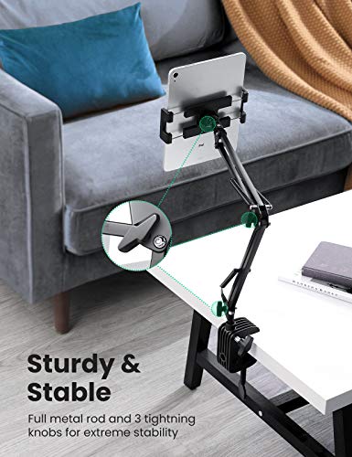 Ugreen Tablet Stand Holder For Bed Long Arm Adjustable Tablet Mount Flexible Clamp Desktop Stand Overhead Compatible For Ipad Pro 10.5,9.7, Air Mini 5 4 3 2, Iphone, E-Reader, Black #TOP3