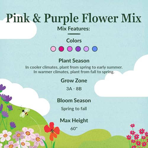 Image of Ferry-Morse Pink & Purple Bulk Wildflower Seeds, 310,000+, 1 lb