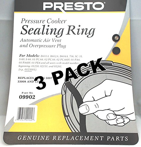 3 Pk, Presto Pressure Cooker Sealing Ring Gasket For 6 Qt, 09902