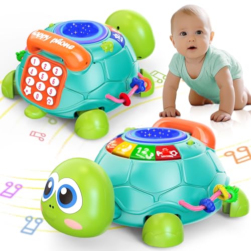 Meehuan Baby Toys 6 - 12 Months, Musical Turtle Crawling Infant Toys, Early Learning Educational Toy with Light & Sound,Toddler Crawling Toys Birthday Gift for Boy Girl 7 8 9 10 11 18 Months