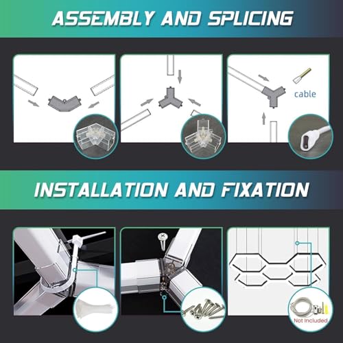 Dettagli auto luci a LED esagonali, 24 pacchetti, 144w 15950ml 6500k nikko, garage seminterrato palestra magazzino con plafoniere luci a nido d ape per soffitto 240cm X 168cm - Illuminazione - Immagine 7