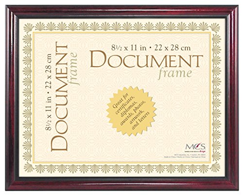 MCS 8.5x11 Inch Elegant Wood and Gold Document Frame, Mahogany (70181)