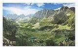 Lunarable Mountain Doormat, Mountain Lakes in Albanian Alps Nature Reserves Touristic Lakeside...