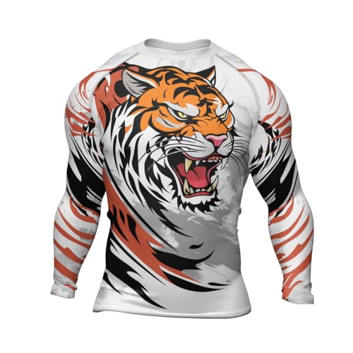 Tiger Baselayer Compression Rash Guard Shirt Men's Long Sleeve Fight Wear for MMA BJJ Muay Thai Jiu Jitsu2