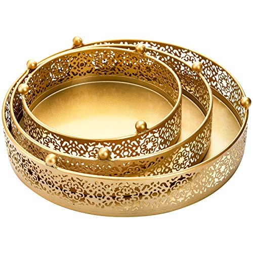 Hedume 3 Pack Cake Stand Set, Round Cake Stands, Metal Dessert Cupcake Pastry Candy Display Plate For Wedding thumb #2