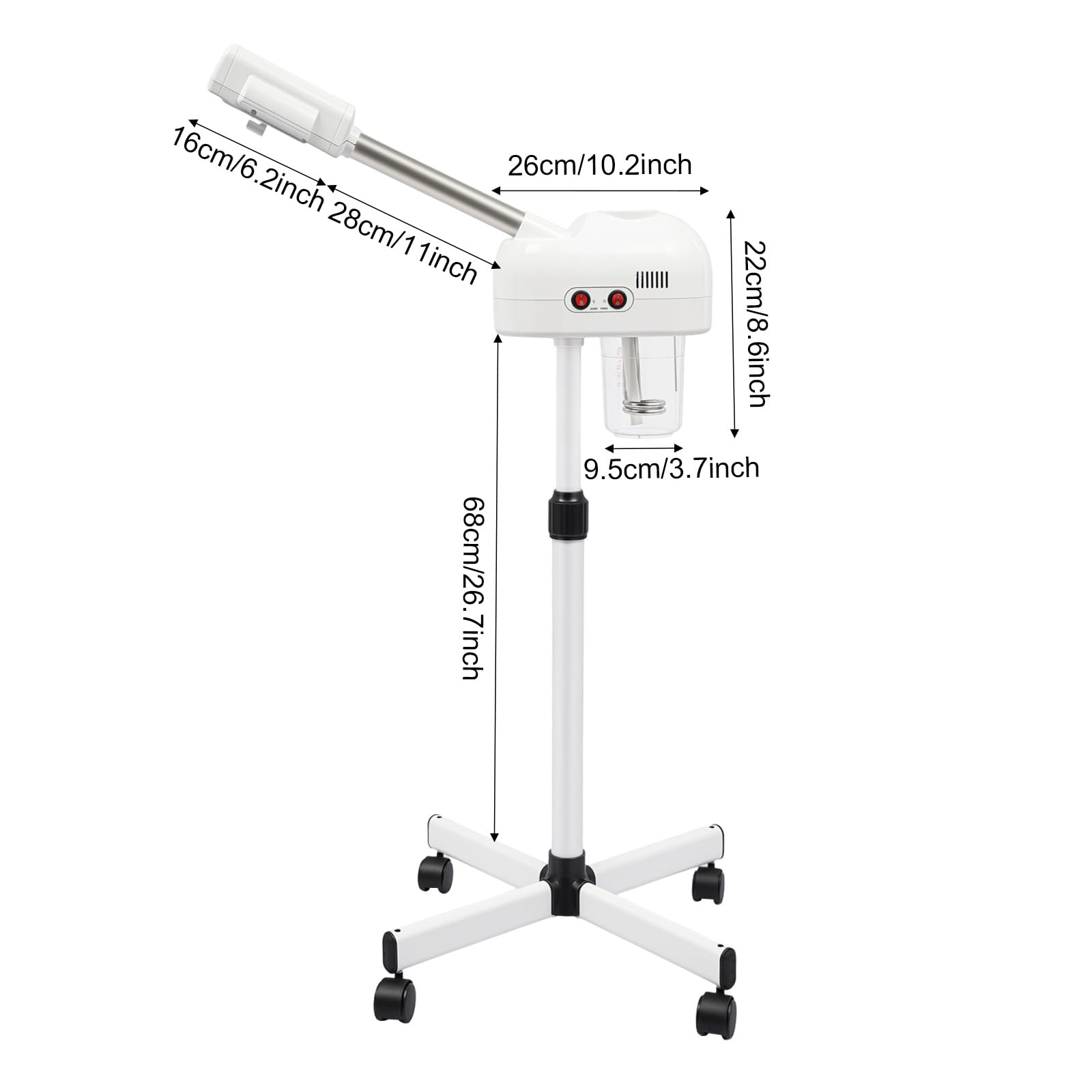 2-in-1 Gesichtsdampfer, 800W 220V Ozon-Gesichtssauna Gesichts-Sauna-Ozon-Dampfer 360° drehbares Dampfgerät SPA Gesichtspflege Sprühen Maschine für Häusern Krankenhäusern Schönheitssalons