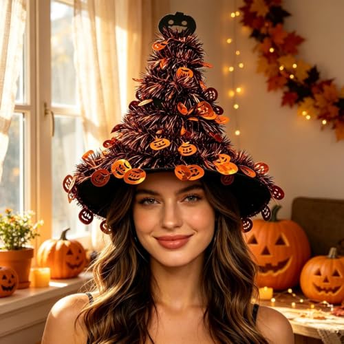 16 Inch Tinsel Skull Tree Cone Hat Halloween Party Hat for Party Decor - image 6