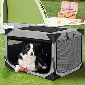 Dog Crate 30x21x21 Inch for Large or Medium Dogs, Portable and Foldable Design Perfect for Travel or Home Use, Dog Kennel with 3-Door