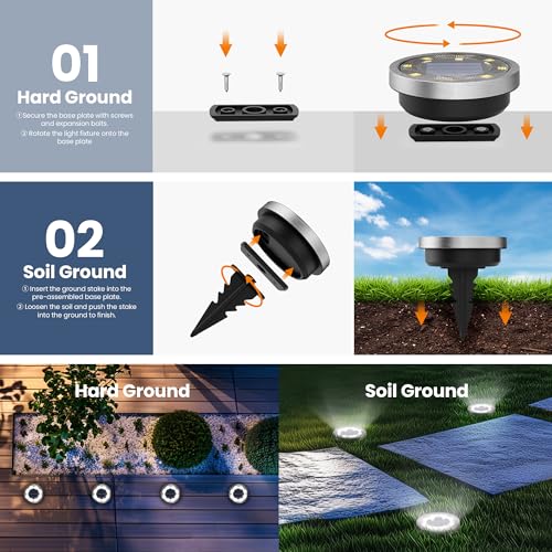 SOLPEX 10 Pack Solar Ground Lights Outdoor Waterproof, Solar Powered Pathway Lights, Landscape Lighting for Garden Walkway Driveway Backyard Decor (Cool White) - Image 5