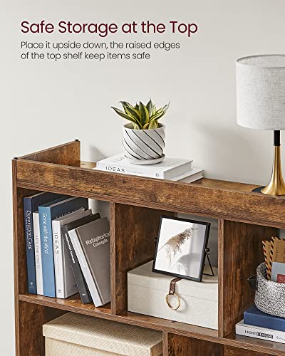 Image of VASAGLE Bookcase Freestanding Storage Unit, 11 x 35.4 x 39.4 Inches | Bookshelf used horizontally, vertically, upside down, Rustic Brown, CUSTOS Collection, ULBC55BX