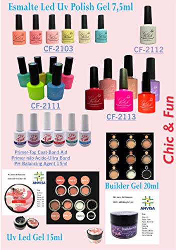 Kit C/ 2un TOP COAT e PRIMER UV/LED Unha GEL C/Registro Anvisa