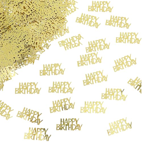 15 Gram Happy Birthday Confetti, Gold Table Confetti Scatter Decorations for Birthday Party Baby Shower Table Decor