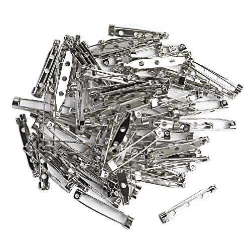 Bar Pins Brooch Clasp Pin Backs Safety Pin 100 Pieces Silver for Name Tags, Badges 1.25 Inch (32mm)