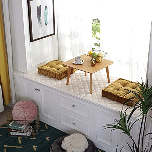 Wociud Square Thick Floor Seating Cushions,Solid Thick Tufted Cushion Meditation Pillow Square Floor Pillow Seating With Carrying Handle,Sofa Balcony Tatami Pad (Turmeric) #TOP1