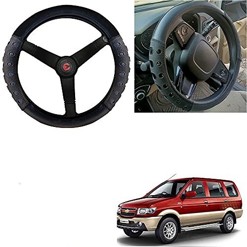 Image of Auto Pearl Ring Type Car Steering Wheel Cover, Ultimate Shine Full Black for Tavera Type 2