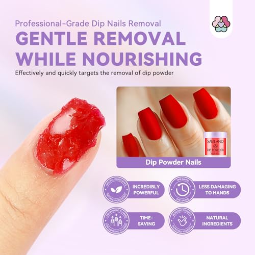 SAVILAND Dip Powder Remover Kit 2Pcs: 15ml Gentle & Safe Dip Nail Remover With Cuticle Oil Nail File Tools No Soak or Wrapping Removal Easy Remove at Home Gift For Women