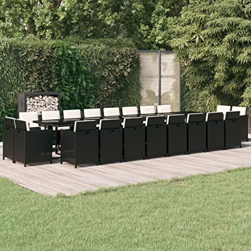 Woonisher Set de Comedor jardín 21 pzas con Cojines ratán sintético Negro Sofá para Muebles de balcón