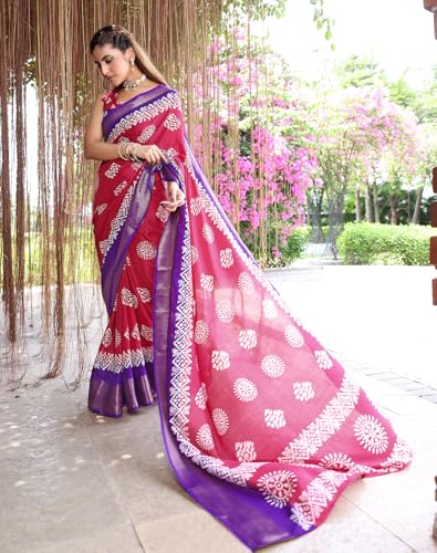 Image of Yashika Women's Dola jacquard Saree| Lightweight Digital Graphic Printed Saree for Women with Unstitched Blouse Piece