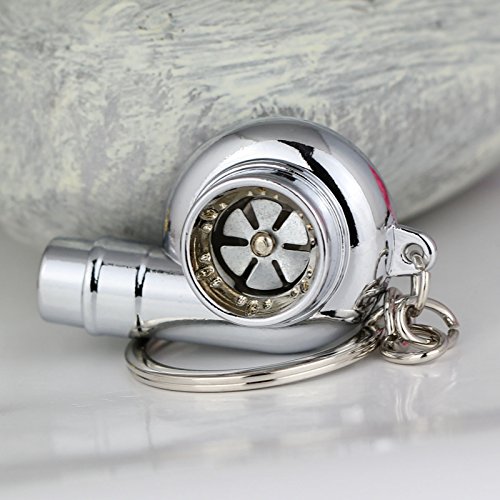 Image of maycom Creative Spinning New Chrome Polished Silver Turbo Turbocharger Keychain Key Chain Ring Keyring Keyfob,make Whistle Sound