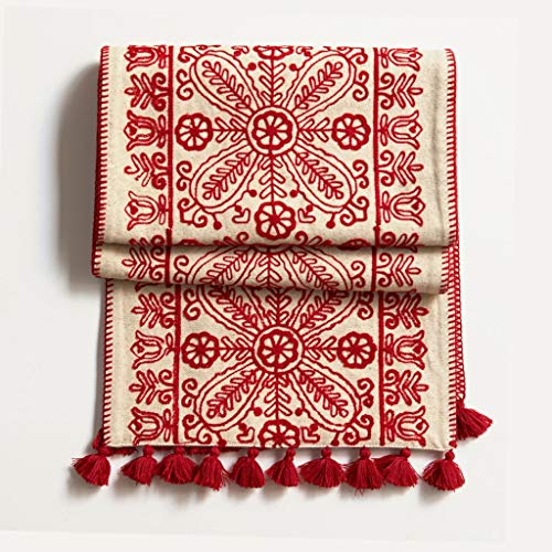VHIE Dining Table Table Runner Chinese Style Coffee Table Table Cover Towel Multi-Function Shoe Cabinet TV Cabinet Cover Hotel Bedroom Bed Scarf Red Tassel Tablecloth (Size : 30x200cm)