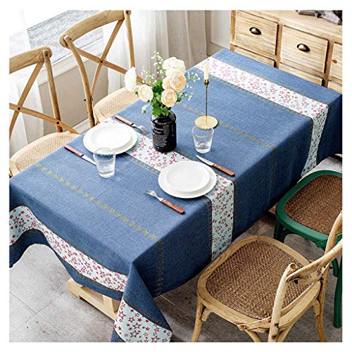 Nappe bleue rectangulaire à rayures 85x85cm pour table basse et bureau - 2