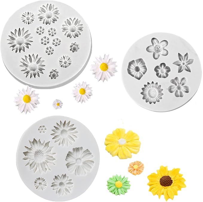 Stampi In Silicone Per Fiori - Margherita Rosa E Crisantemo | Per Fondente, Cioccolato, Resina, Sapone E Cubetti Di Ghiaccio - 3