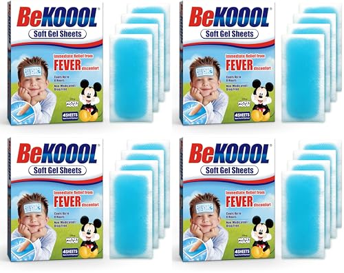 Image of BEKOOOL Soft Gel Sheets for Kids for Cooling Relief from Fever discomfort | 4 Count (Pack of 4)