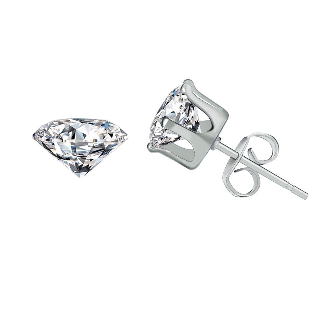 6 pares, pendientes colgantes de acero inoxidable para mujer, diamante incrustado de circona cúbico y redondo transparente, joya, pendientes perforados hipoalergénico con estrás 0.1 pulgada - 0.3 pulgada unisex, para jóvenes y mujeres, plata 4