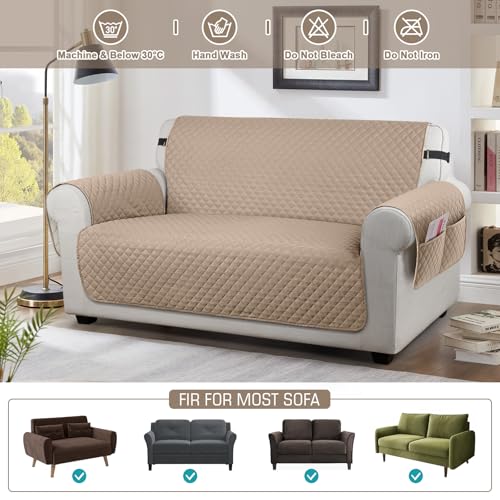 Image of TAOCOCO Sofa Covers 2 Seater,Settee Covers,Non Slip Sofa Covers,Sofa Slipcovers,Pet Couch Covers,Washable Sofa Protectors for Dogs(Brown)