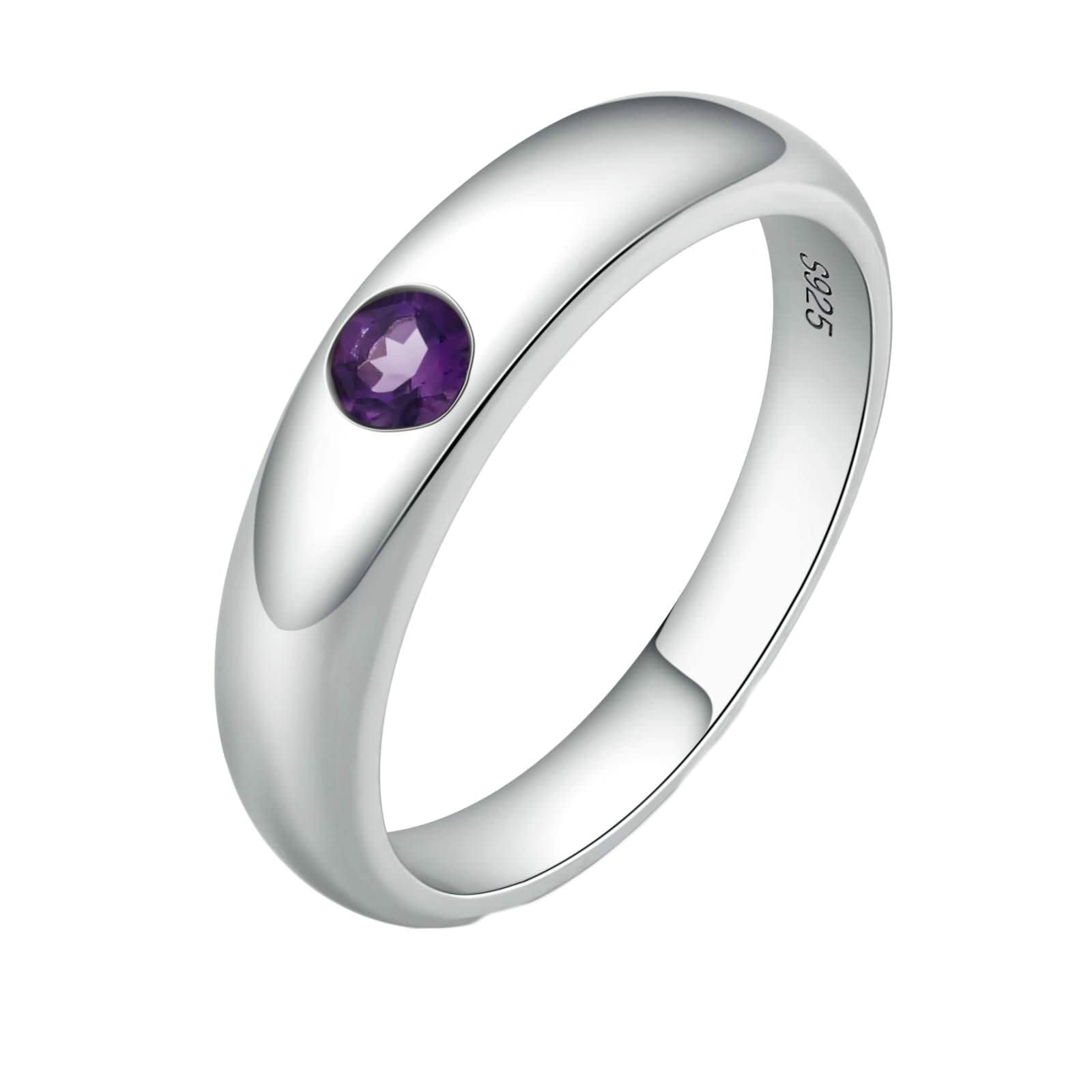 Fedine Argento 925 Donna,FEDI Nuziali Solitario Rotondo 3.5x3.5MM Zirconia Cubica Anello Matrimonio Donna Argento Viola