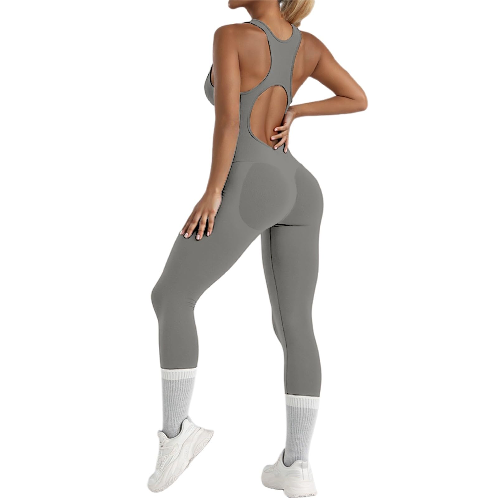 Bodycon deportivo sin mangas para mujer, mono elástico acanalado de una pieza para yoga y entrenamiento
