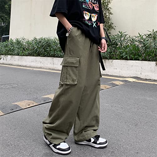 Baggy Cargo Joggers for Men Y2k Gothic Streetwear Wide Leg Cargo Pants with Pockets3