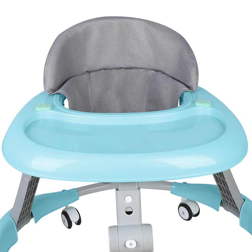 Trotteur Bébé Pliable pour Nourrisson de 6 à 18 Mois - Trotteur pour bébé avec Roues Silencieuses pour Enfant Garçons et Filles - Hauteur Réglable, Rangement Facile-70 * 70 * 91cm- Bleu