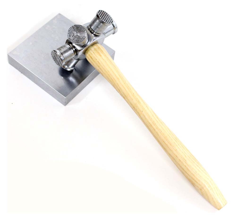 ToolUSA Premium 6-Pattern Texturing Hammer with 4" (10.2 cm) Chrome Vanadium Steel Bench Block