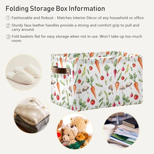 Image of Aslsiy Storage Basket Vegetables Garden-2 Nursery Bins Baby Canvas Box Clothes Shelf Basket Laundry Hampers 2 Pcs