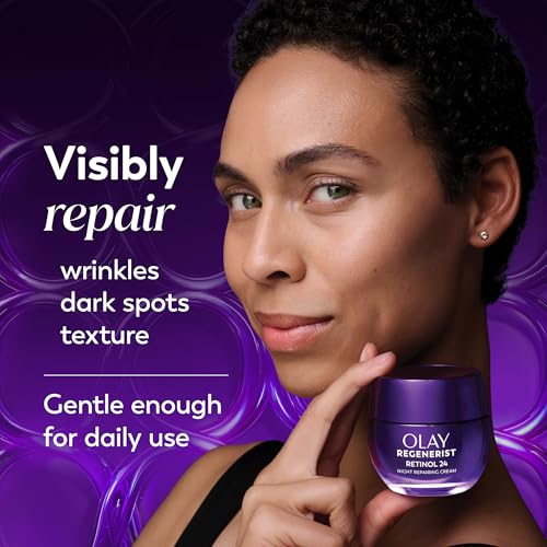 Olay Retinol Night Cream for Women, Anti-Aging Face Moisturizer, Fragrance-Free, Non Greasy - Anti-Wrinkle, Smooth Fine Lines, Hydrating Skin Care - Triple Collagen Cream, Peptide, Niacinamide, 1.7oz - Image 3