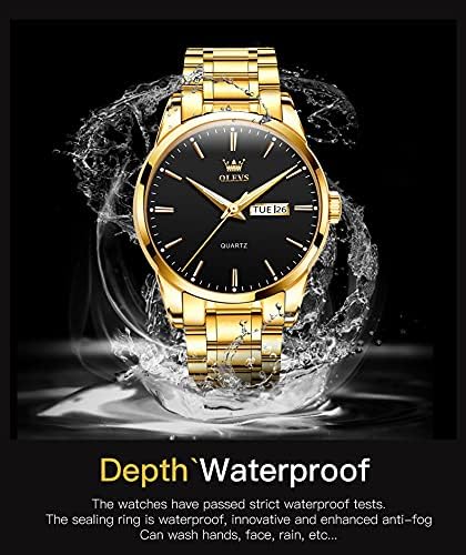 OLEVS Watches for Men Business Dress Diamond Analog Quartz Big Face Luxury Classic Stainless Steel Waterproof Luminous Two Tone Wristwatch - Image 8