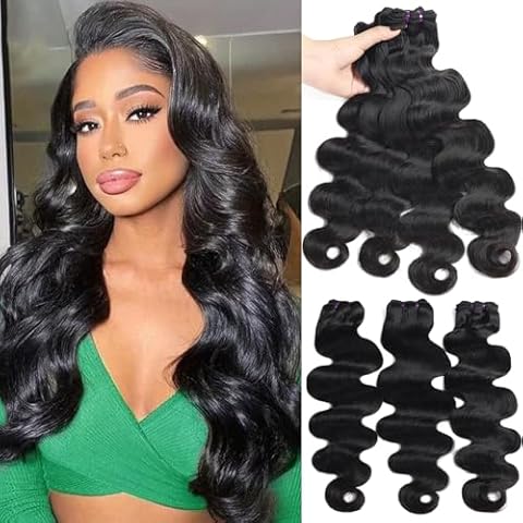 Vallbest 16A Body Wave Bundles Human Hair 14 16 18 Inch 3 Bundles Human Hair 100% Unprocessed Brazilian Virgin Human Hair Bundles Body Wave Hair Extensions Weave Human Hair Raw Bundles Natural Black Cover
